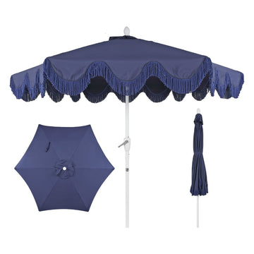 Collins 9 ft. Classic Cottage Tassel Market Patio Umbrella